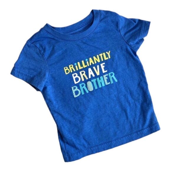 Baby Boys Cat & Jack Brilliantly Brave Brother Graphic Tee Shirt - Sz 12 mo - Picture 2 of 2